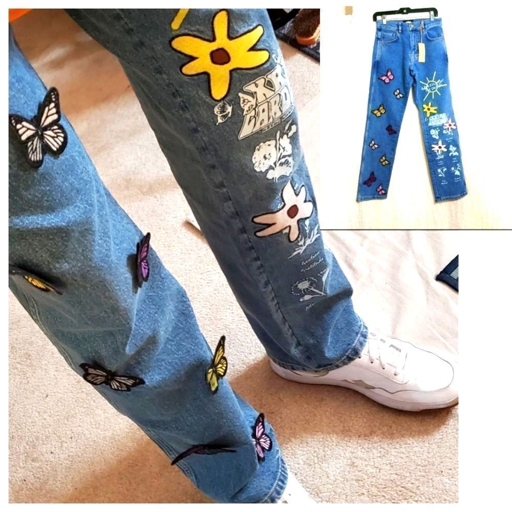REVOLT- KRYOZ Gardening Butterfly Jeans Size XS 26/28
